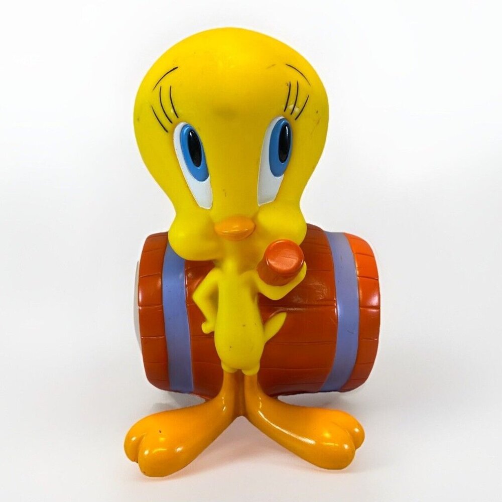Vtg Tweety Bird 1997 Barrel Piggy Bank Warner Brothers Looney Tunes Collectible
